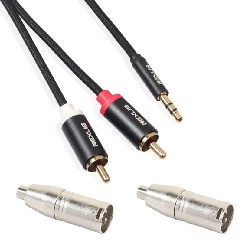 1 8 м 3 5 мм до 2 RCA кабель с мама к XLR папа адаптер конвертер разъем шнур для микрофона