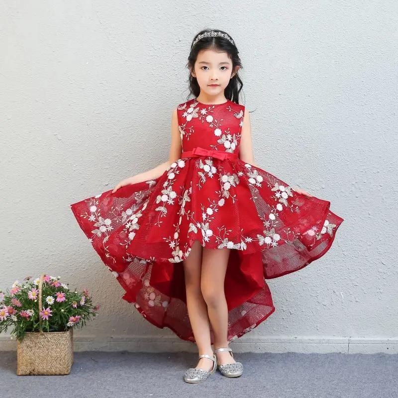 

2018 Girl Floral Lace Princess Tutu Dress Wedding Christening Gown Girls Summer Clothes For Party First Communion Dresses