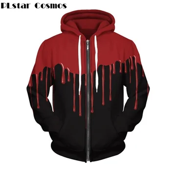 

PLstar Cosmos Spring Autumn Paint Sweatshirt Zip-up Hoodie Women/Men 3D Painting Hoodies Red Black Hoody Unisex Streetwear