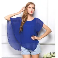 Fashion 2019 Summer women Solid Chiffon blouses anomalous Ruffles blouse Shirt Tops 1