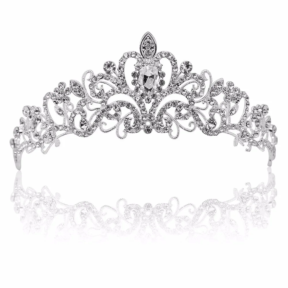 Tiaras and Crowns,Vinsco 2 Pack Crystal Tiara Crown Headband Headpiece Rhinestone Hair Jewelry for Women Ladies Little Girls Bridal Bride Princess Queen Birthday Wedding Pageant Prom Party Sliver (4)