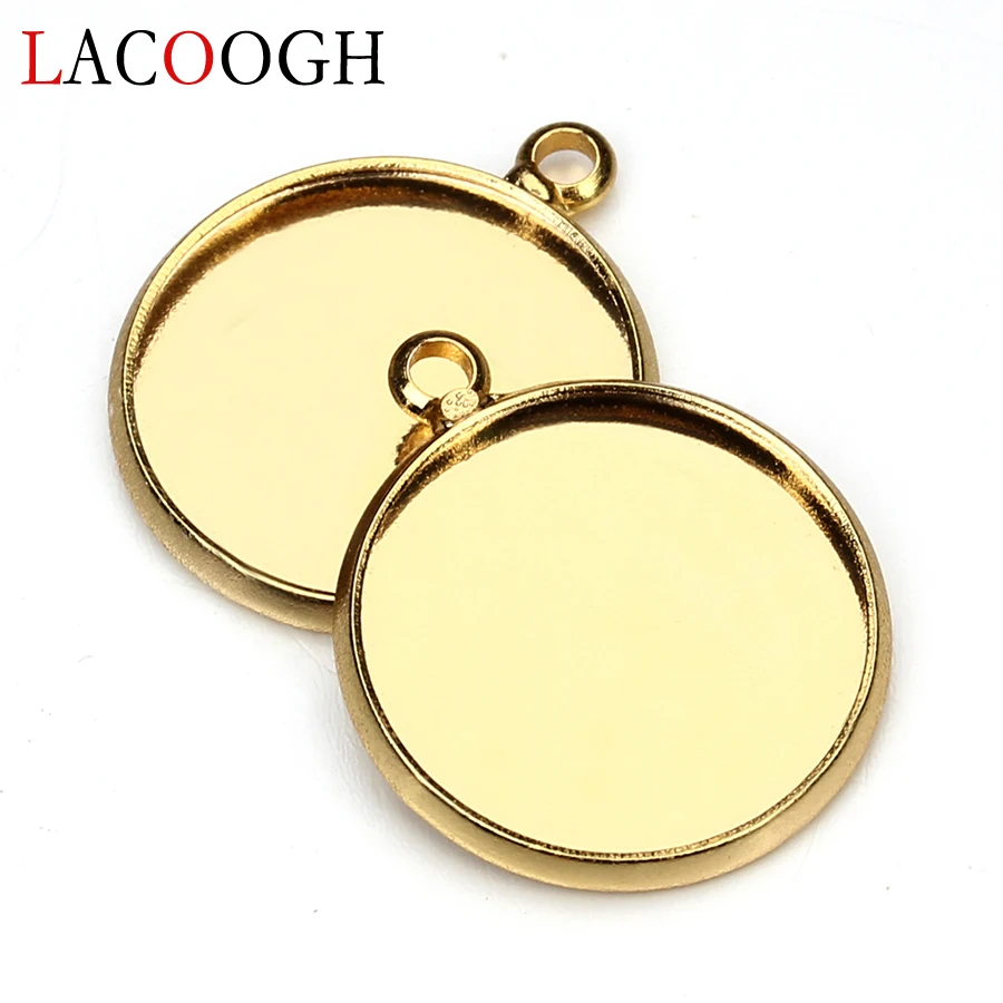 Gold Color 20pcs Necklace Pendants Charm Base Setting Glass Cabochon