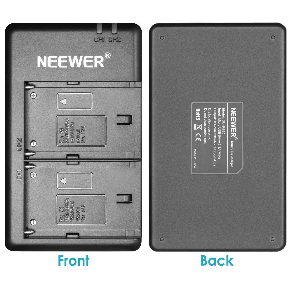 Neewer 2 шт 2600 mAh литий-ионная Замена Батарея с Зарядное устройство для sony NPF550/570/530, подходит для sony HandyCams