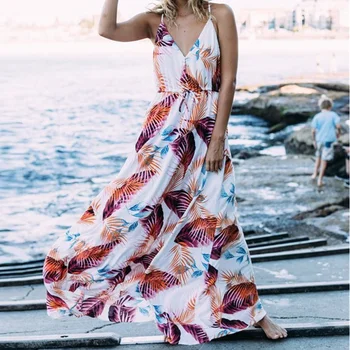 

Leaf Printed Beach Wear Cotton Bikini Cover Up Women 2019 Long Pareos Summer Beach Dress Tunic Female Swimsuit Cover-Ups Kaftan