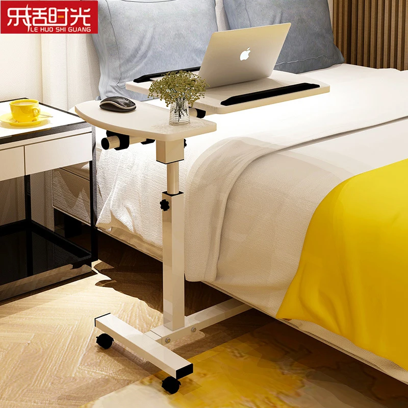 Portable Wooden Laptop Stand Foldable Moving Lazy Sofa Side Bedside Table Medical Height Adjustable Computer Desk Overbed Table
