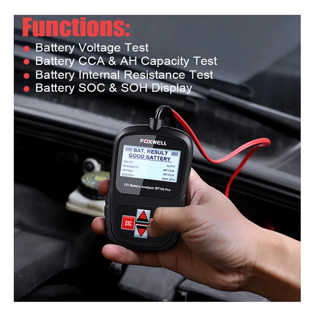 FOXWELL BT100 Pro 12V Car Battery Tester For Flooded AGM