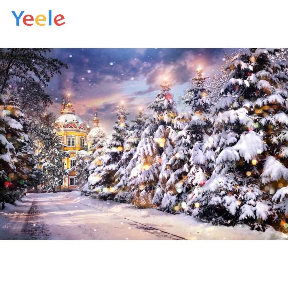 

Yeele Merry Christmas Party Tree Tree Building Baby Kids Birthday Photo Background Custom Photography Backdrop For Photo Studio