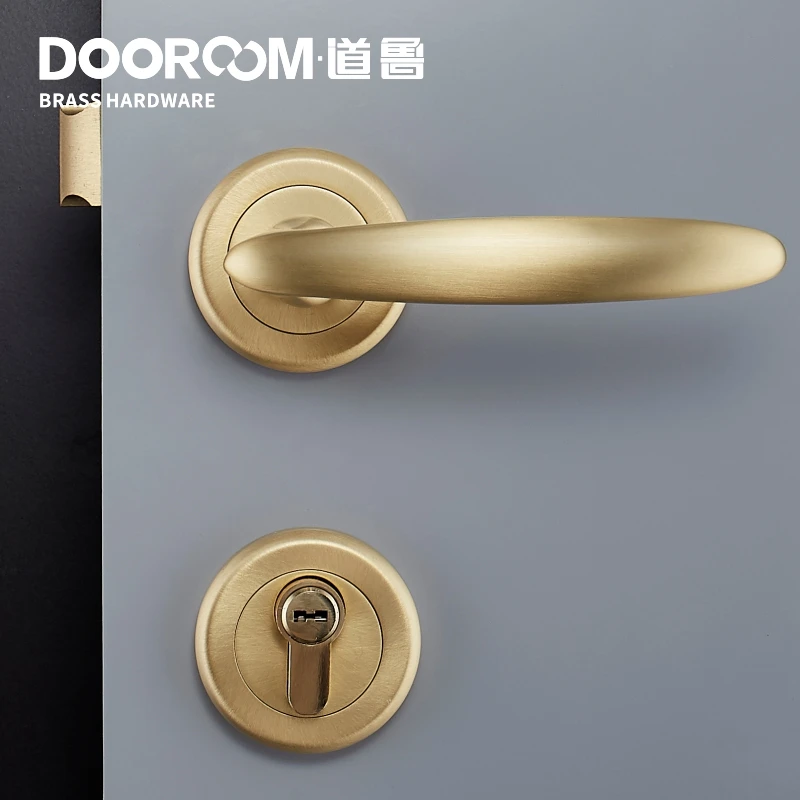  Dooroom Brass Mute Door Lever American European Modern Black Gold Interior Room Bedroom Bathroom So - 4000015394604
