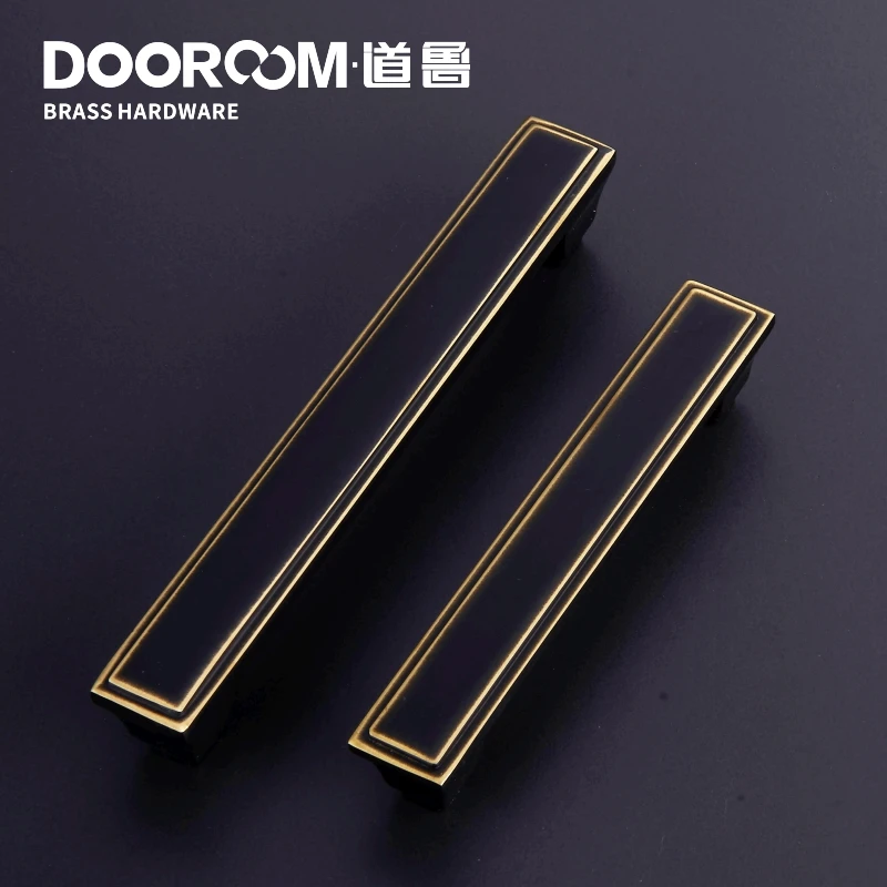 

Dooroom Brass Furniture Handles Cupboard Wardrobe Dresser Cabinet Door European American Modern Chinese Black Pulls
