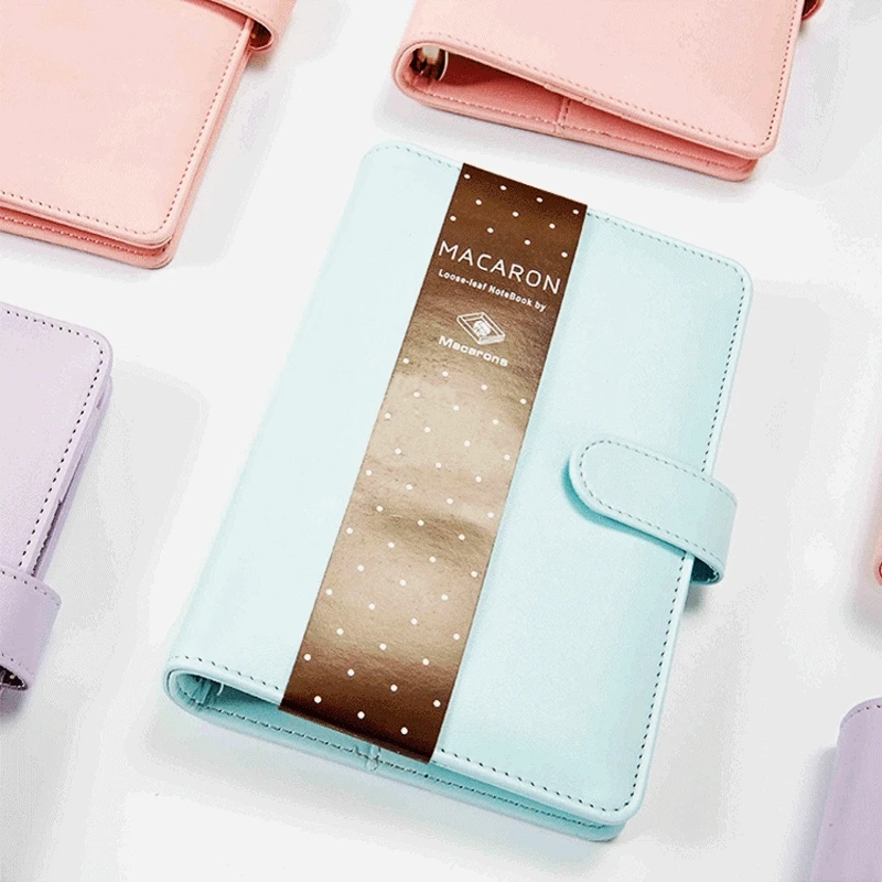 

Hot 160 Pages Macaron Leather Spiral Notebook Cute Loose-Leaf Binder A5 A6 Planner Agenda Organizer Diary Office School Supplies