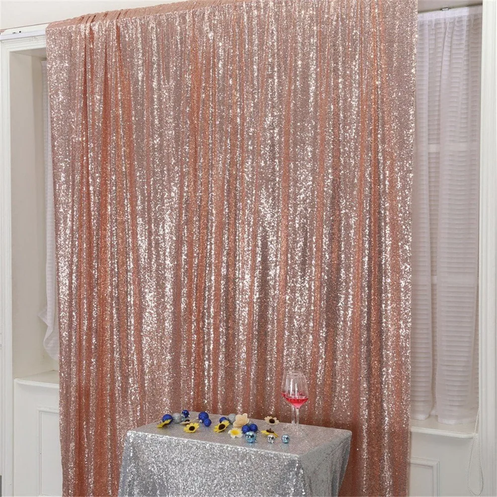 Rose Gold Sequin Wedding Backdrop Sparkly Party Decoration Curtain Background 