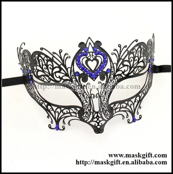 

Free Shipping MD006-BLBK Luxury Venetian Masked Ball Mask 48pcs/lot Royal Blue Crystals Laser Cut Masqerade Masks