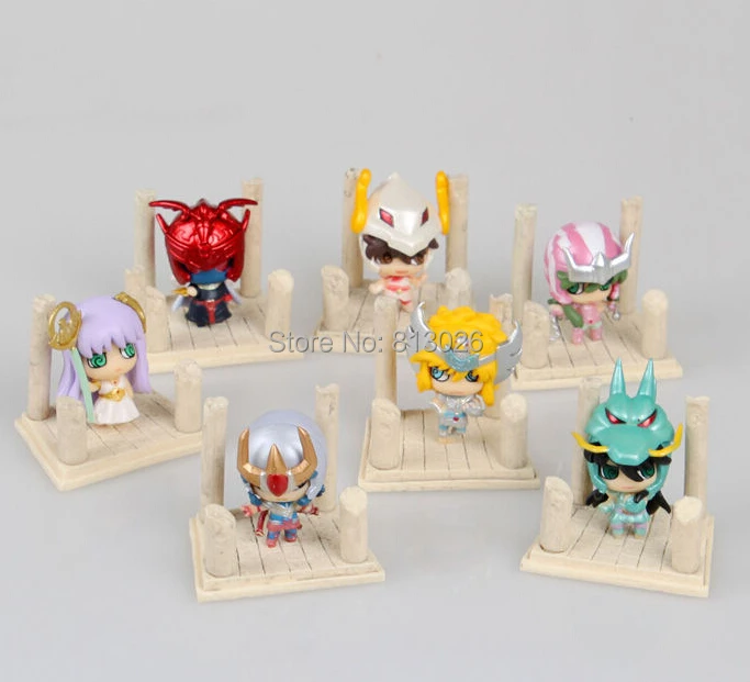 Pаспродажа 7 шт. компл. Saint Seiya золотой знак версии фигурку ПВХ Коллекция Цифры Игрушки для подарок на Новый год Brinquedos