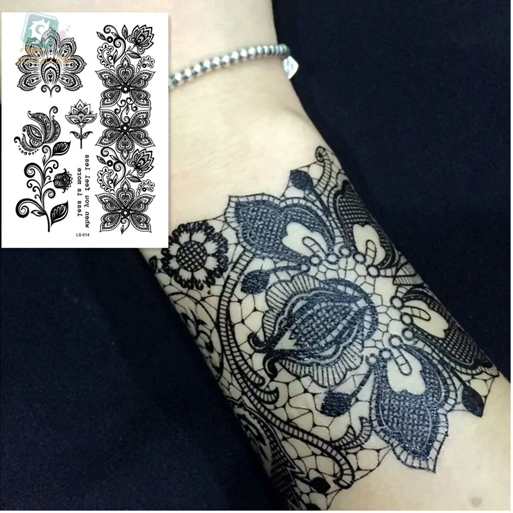 

LS614/Fashion&beautiful high quality temporary flower tattoo bracelet design white color henna tattoo for hands