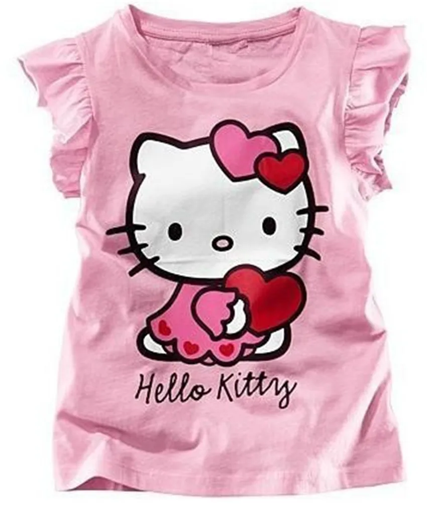 Девочки летом Hello Kitty tshirt девушка симпатичная хлопок футболку новенький