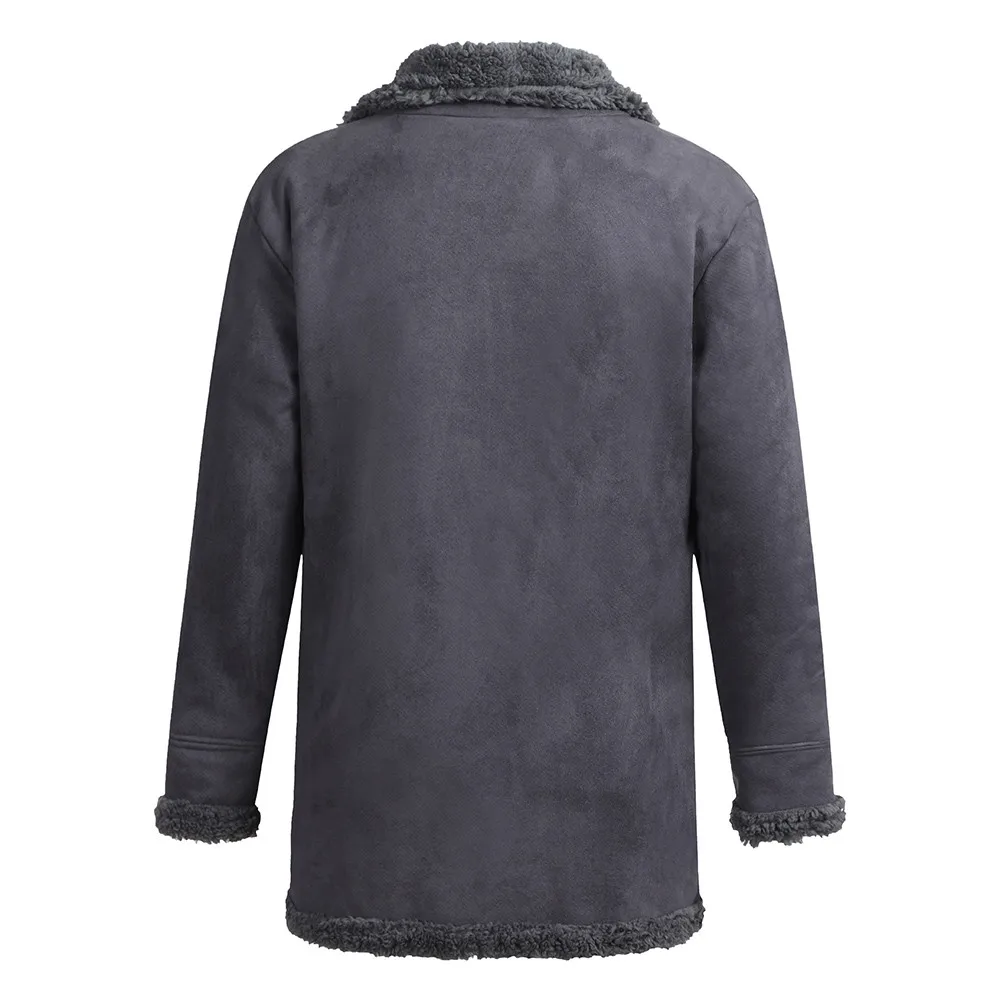 Высокое качество Для мужчин пальто Модные Для мужчин, теплые длинные рукава, утепленное пальто с плюшевой подкладкой; сапоги с шерстяной подкладкой горный велосипед из искусственной овечьей шерсти пальто No17