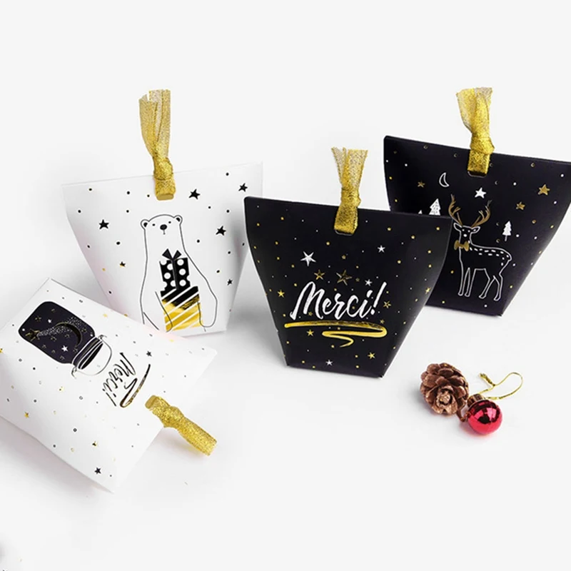 Черно-белая бронзовая "Merci" Сумка для конфет, французская, спасибо, свадебные сувениры, Подарочная коробка, посылка на день рождения, рождественскую вечеринку, подарочные сумки