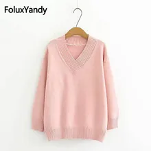 V-neck Sweater Women Long Sleeve Pullover Casual Solid Basic Sweater Autumn Spring Winter KKFY2520 V-neck Sweater Women Long Sleeve Pullover Casual Solid Basic Sweater Autumn Spring Winter KKFY2520