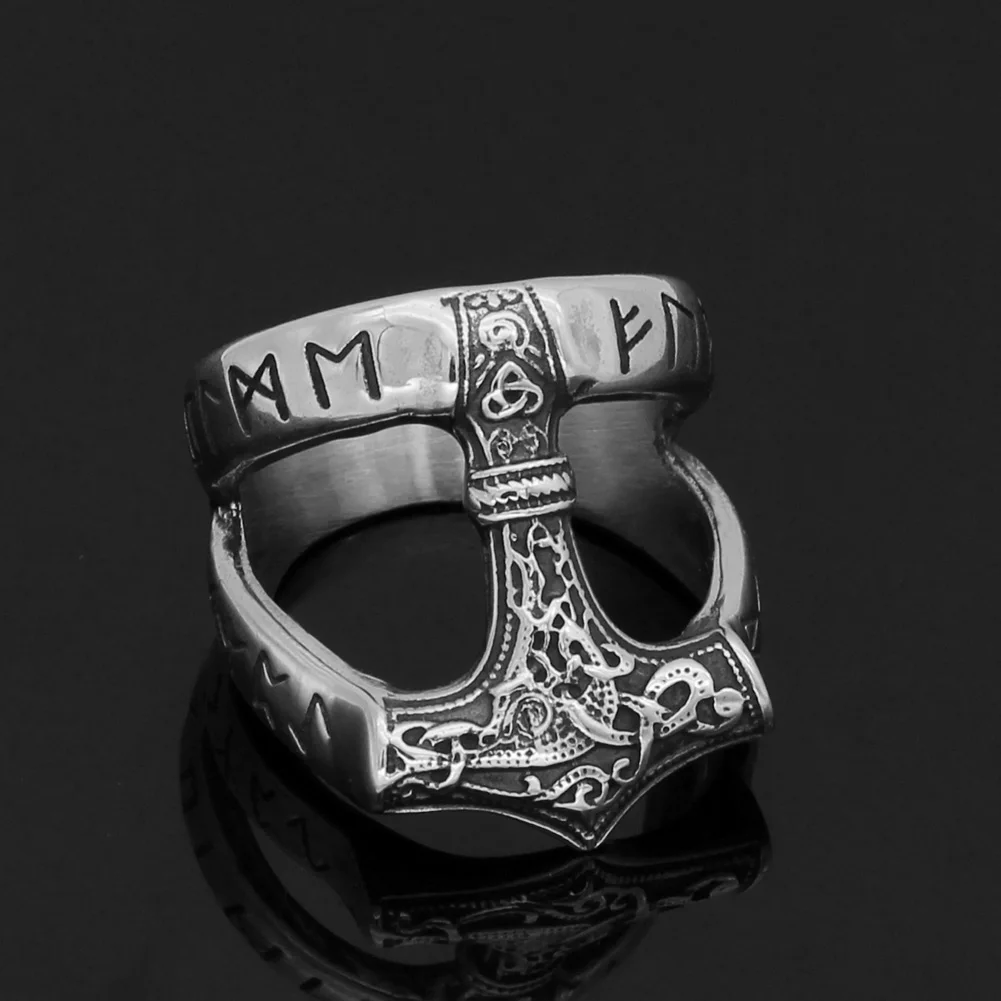 Скандинавский Викинг 316L нержавеющая сталь thor hammer Mjolnir Скандинавское кольцо