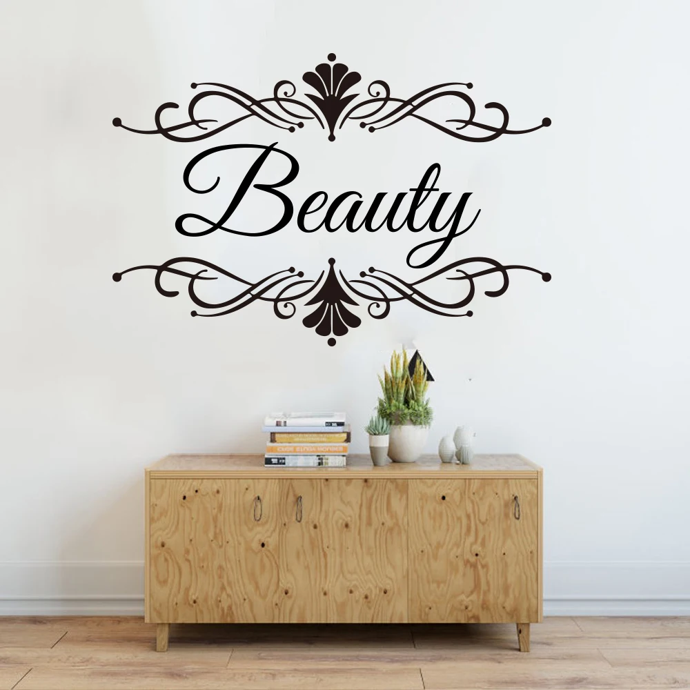 Custom Name Beauty Hair Nail Salon Spa Name Swirl Wall Window Decals Stickers Art Mural Shop Decor  Hair Nail Salon Spa Vinyl (2)