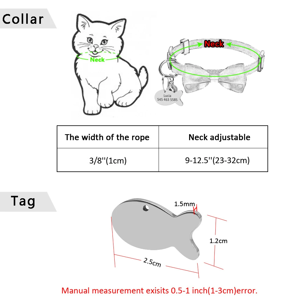 Быстросъемный ошейник для кошек, персонализированные ошейники для кошек, собак, удостоверений личности, прочные нейлоновые маленькие аксессуары для собак и кошек с индивидуальными бирками