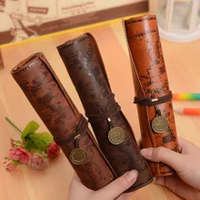Hot Vintage Leather Pencil Case Bag for school Treasure Map Kid Party school supplies pencil cases Gift