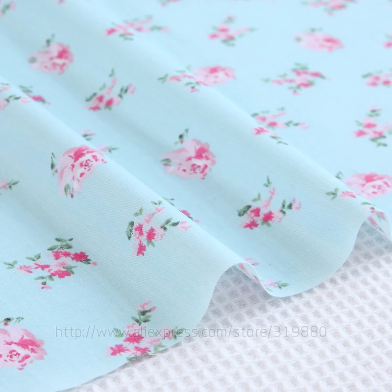 Cotton Craft Fabric Cotton Fabric 40*50cm 100% cotton fabric for Sewing patchwork cushion quilting Victoria blue roses bedding cloth