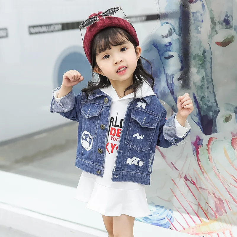 Baby Girls Jacket Denim Blue Baby Outerwear Coat 2019 Fashion Casual Baby Girls Clothes for 1 2 Years Old RKC185033