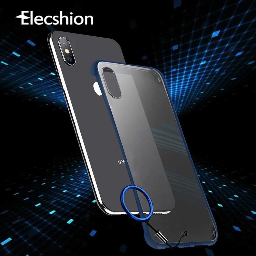 

Ultra Thin Ring Frameless Case For iPhone 7 8 Plus Luxury Hard PC XR XS Max Shockproof Bumper For iPhone X 6 6s Plus Simple Case