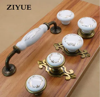 

free shipping Vintage Ceramic Cupboard Handles and Knobs Drawer Pulls and Knobs