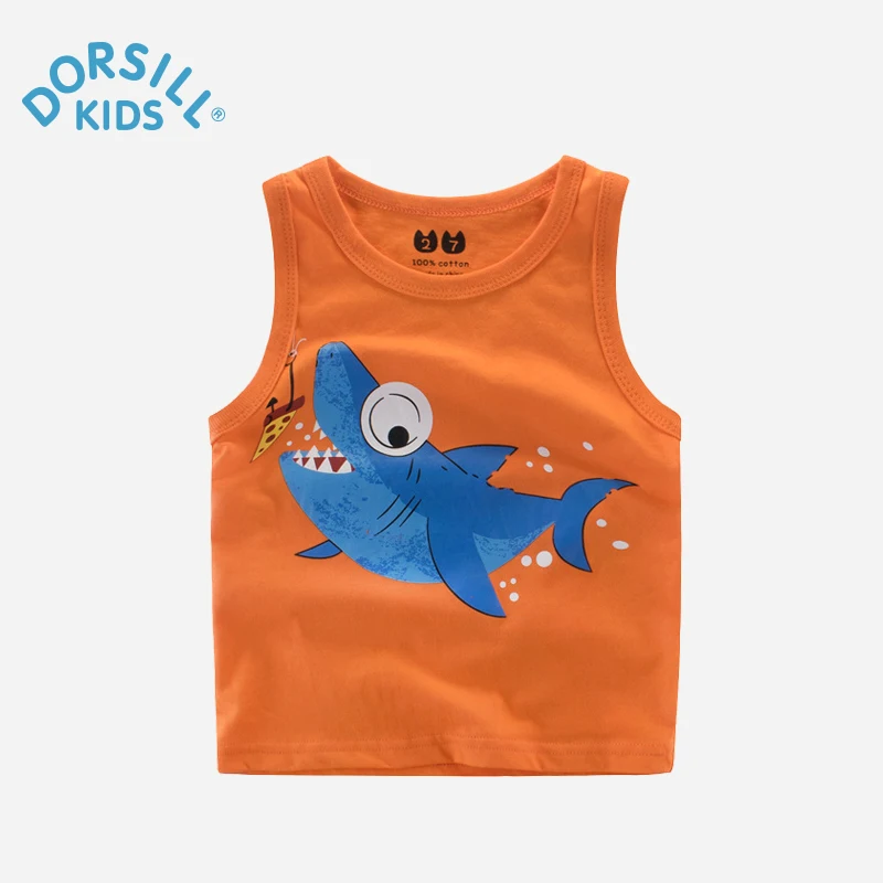 Dorsill 2 9Y 100 COTTON Baby Boy T shirts Sleeveless Vest Cute shark