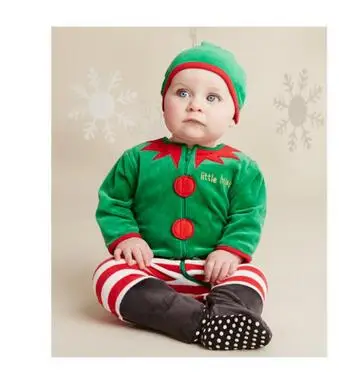 Детский костюм, От 0 до 2 лет комплект одежды с изображением Санта-эльфа рождественские боди для мальчиков и девочек, Комбинезоны и шапка с изображением Санта-Клауса - Цвет: as show