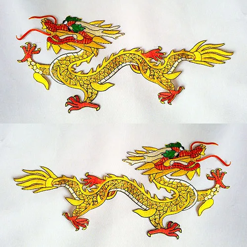 1432cm pair large golden dragon jessecmault paillette patch with hot