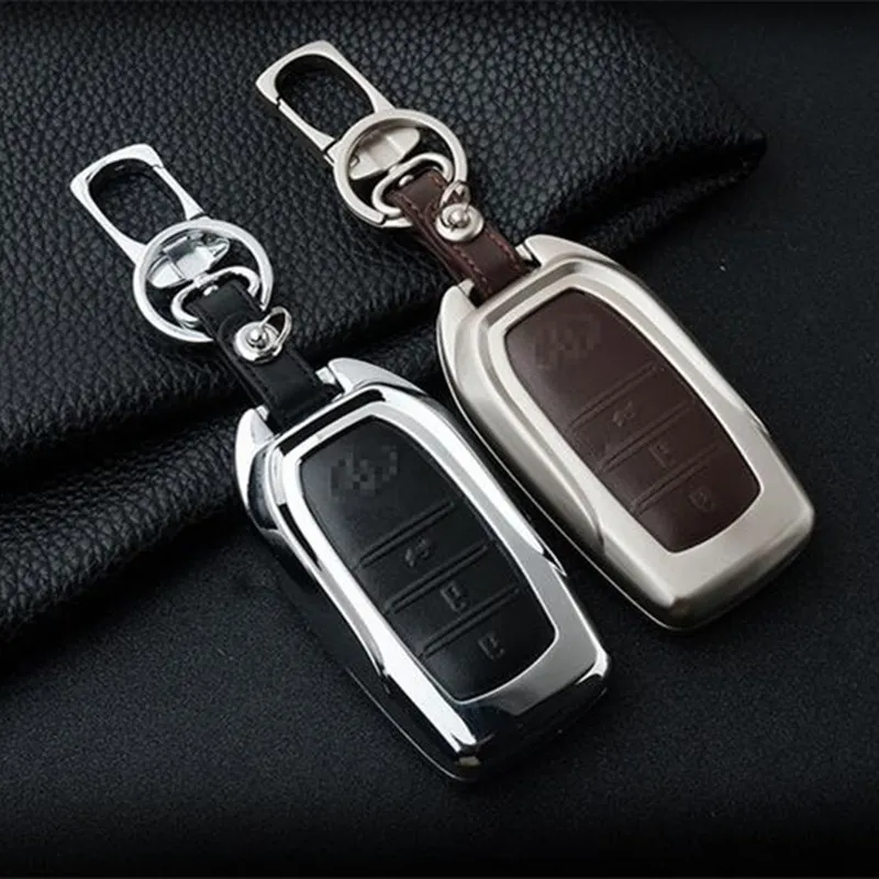 Buy Mental & Leather Car key ring holder for Toyota Simple style Auto key cover