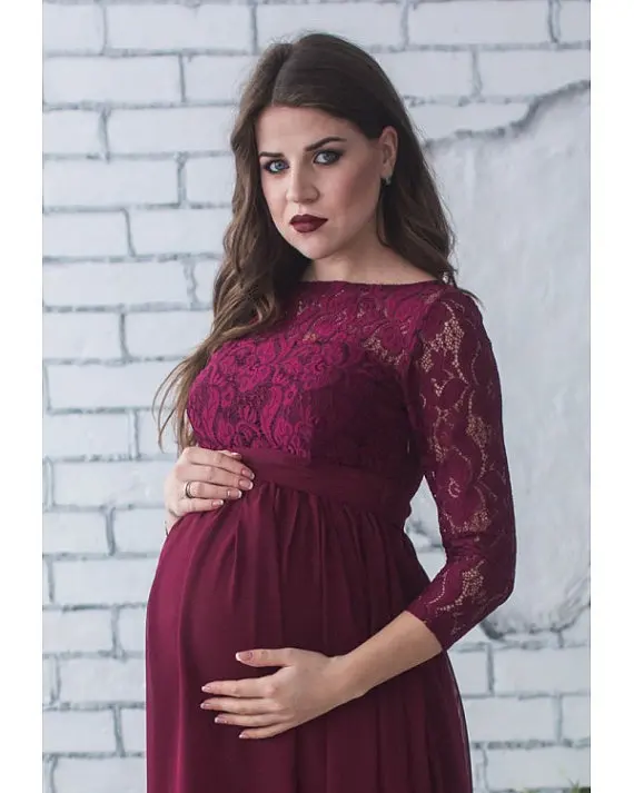 Maternity Lace Dresses Plus Size Pregnancy Dress Gown Chiffon Maternity