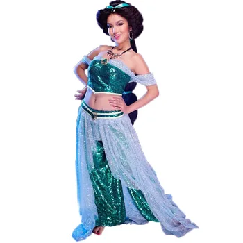 

Aladdin Jasmine Princess Cosplay for Adult Custom made costume blue top+pant