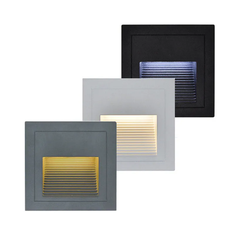 

JLAPRIRA LIGHTING LED Step Light 3W IP65 Outdoor Corner Floor Wall Lamp 85-265V 3 Watt Recessed Stair Step Light Deck Footlights