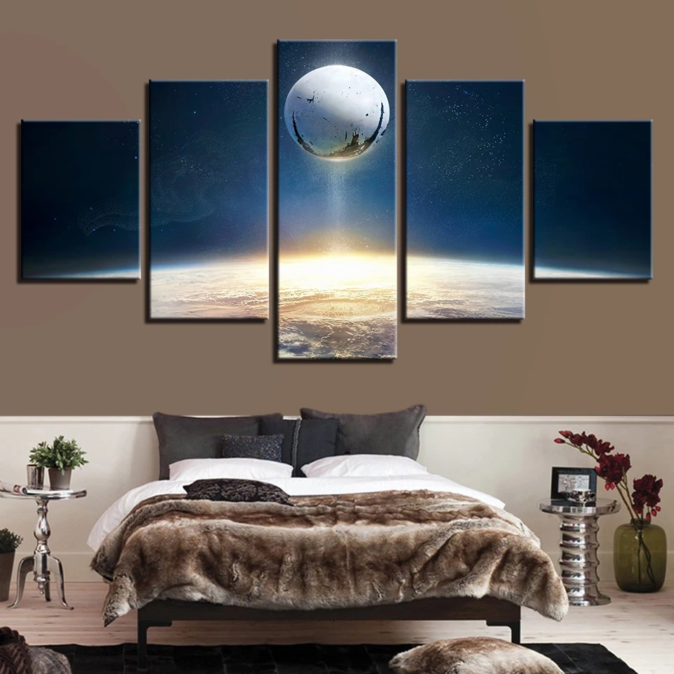 Canvas Art Printed Painting Wall Art 5 Pieces Poster Universe Space