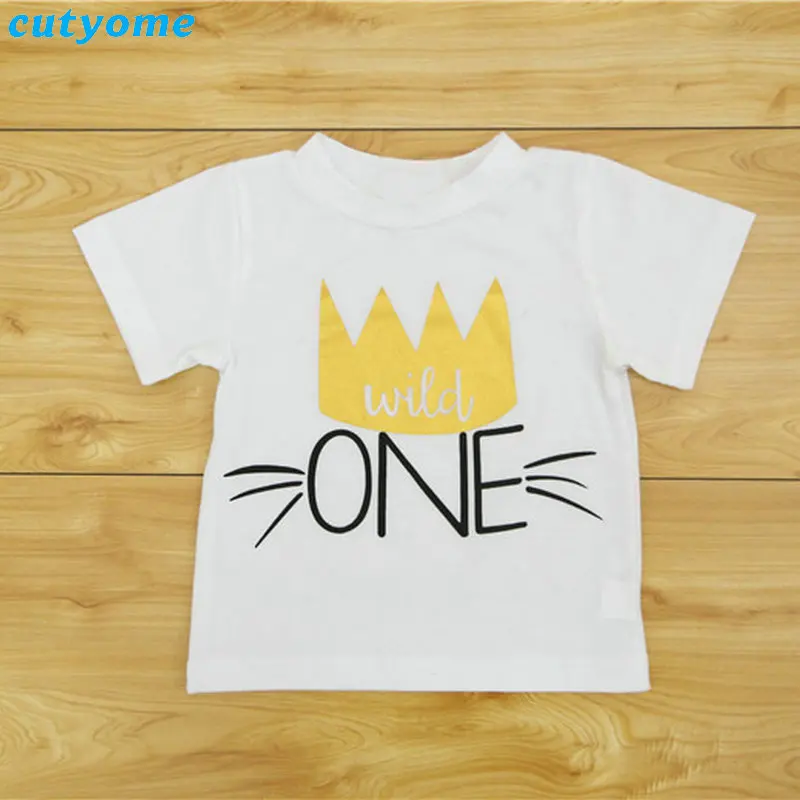 Baby Boys Girls T-shirts 1st Birthday Short Sleeve Top Tees Cotton Toddler Kids Boy Wild One T Shirt Clothing Child Girl tshirt (9)