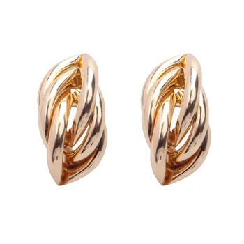 

European Brand Drop Earrings for Women Geometric Statement Earring Twisted Smooth Metal Earing Fashion ZA Jewelry Trend