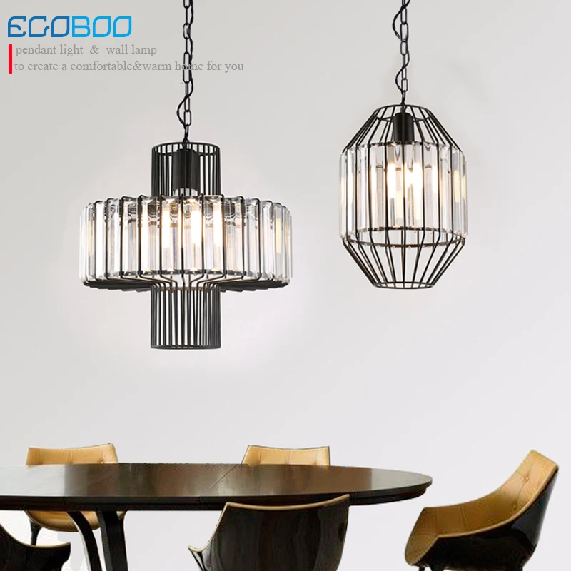 Modern style American style Iron and Crystal Chandelier Restaurant Bar /dining room Nordic lighting 100-240V