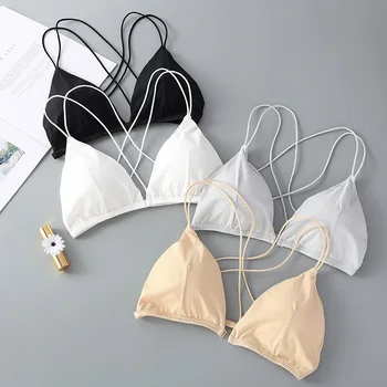 

Female Slim Cross Straps Bralette Thin Padded Push Up Bra Sexy Lingerie Bras