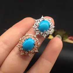 KJJEAXCMY Fine jewelry s925 серебряной инкрустацией Бирюзовый леди кольцо синий высокой фарфор lkoi