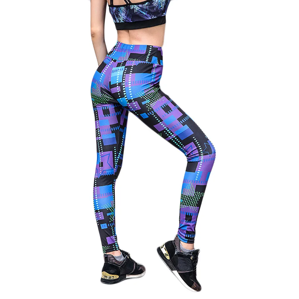 

Leggings Sport Women Fitness Ladies Printed Jacquard Hip High Waist Exercise Running Yoga Pants #YL5
