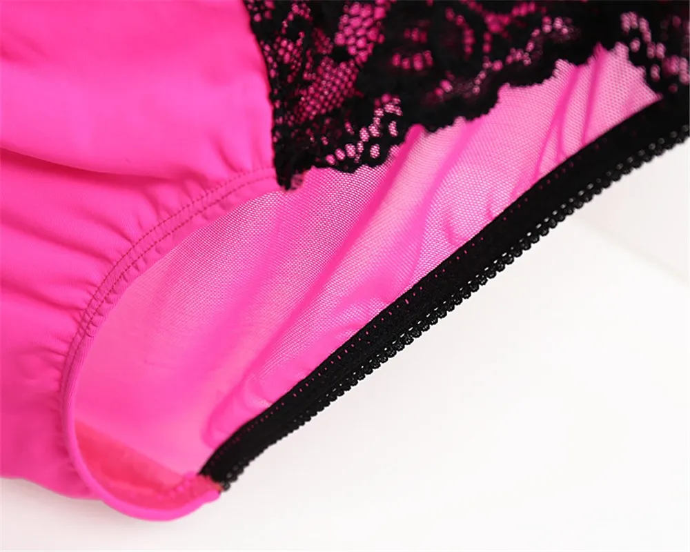 Mainland Plus Size XL  Lace Soft Briefs Women Lace Flower Sexy Panties Transparent Patterned Underwear Seamless Briefs (26)