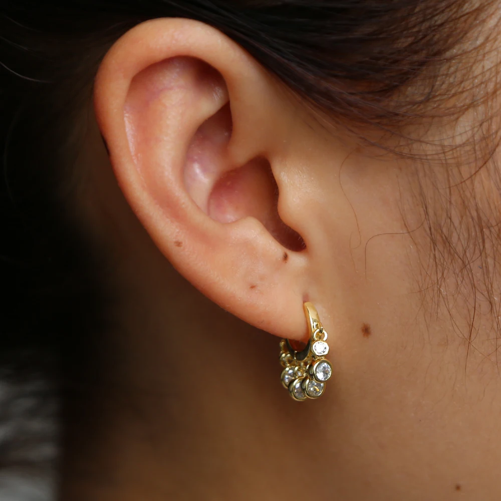 

2018 Fashion Real 925 Sterling Silver Round Pendientes dangle CZ Earings for women lady Christams gift Jewelry