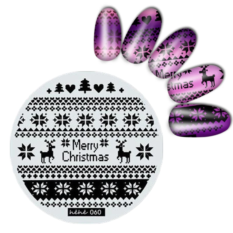 

Halloween Design Round Stainless Steel Nail Plates hehe60 Series Nail Art Image Konad Print Stamp Stamping Manicure Template