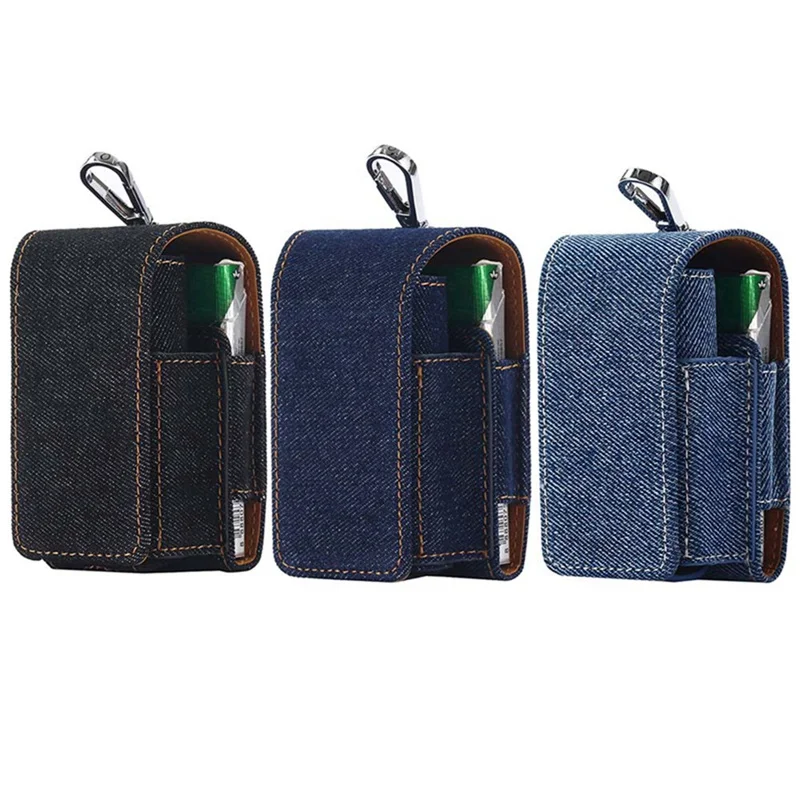 

Fashion Denim Fabric + PU Leather Case For GLO Electronic Cigarette Carrying Full Protective Box Holders Pouch Bags Cover 1PC