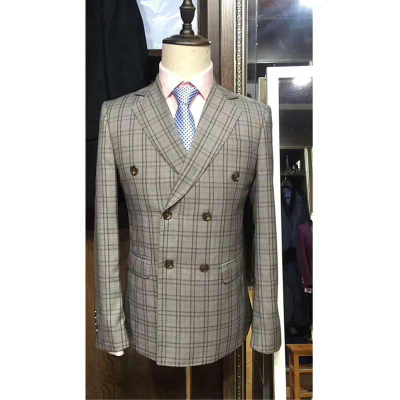 On sale Chance for  Customized new men's double-breasted suit two-piece suit (jacket + pants) men's business dress wedd