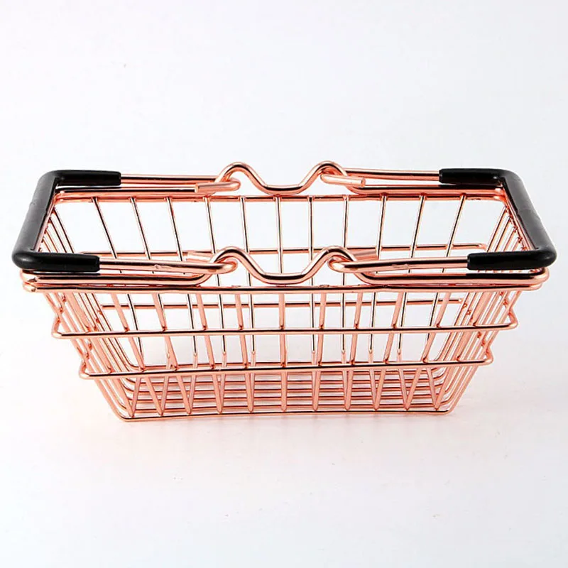 Makeup Organizer Creative Simulation Mini Supermarket Shopping Cart Supermarket Trolley Debris Storage Basket Wine Organizador